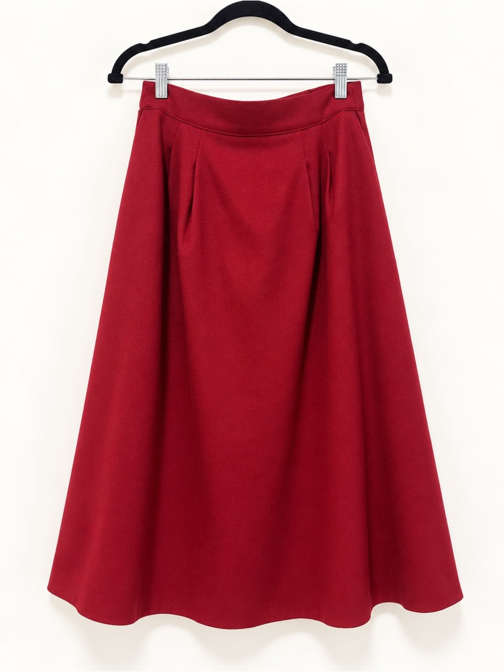 Vintage Talbots Red Wool A-Line Midi Skirt 12
